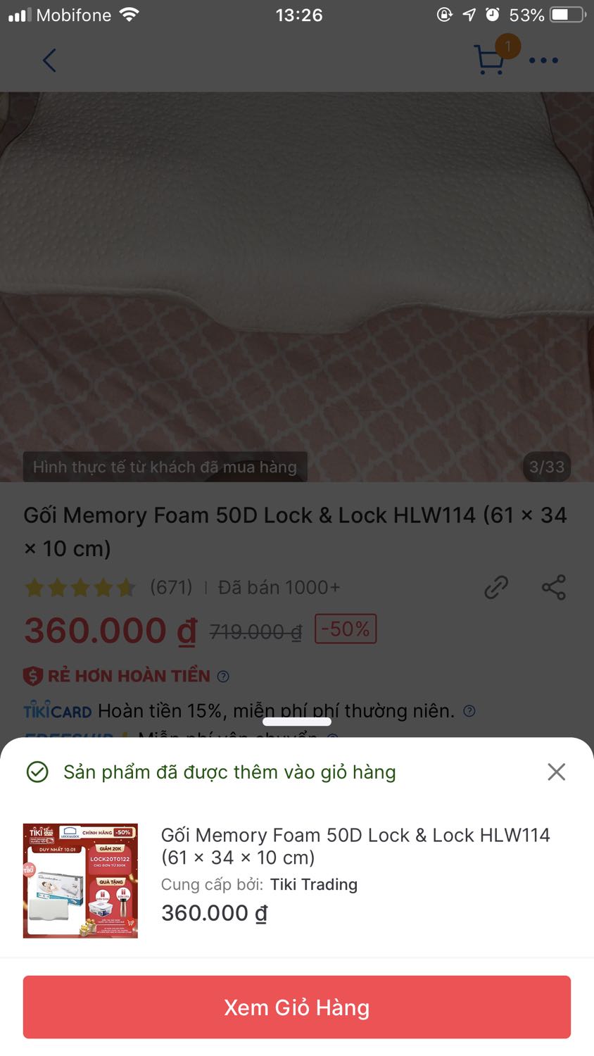 Gối quảng cáo 360k bấm vô mua thành 405k. Chat với tổng đài 1 câu chờ 20 phút. Chán không thèm nói. Mua về nằm thấy mỏi cổ. Chả hiểu do mình hay do gối