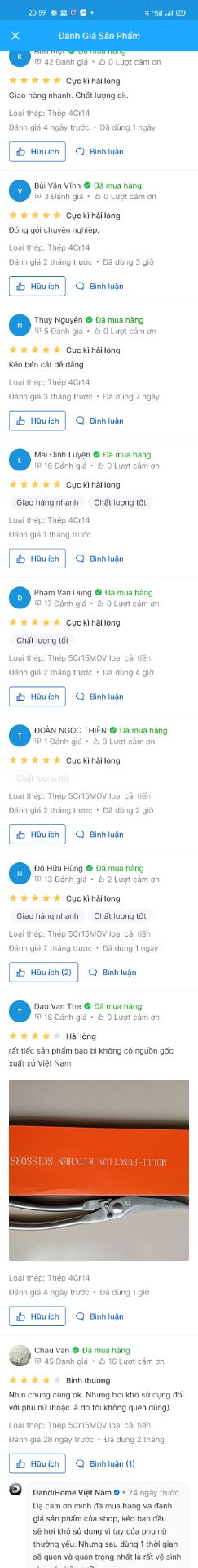 tôi đã chọn nhầm shop rồi.  shop giới thiệu sản phẩm rất cụ thể, nhận xét của người mua nhiều người rất hài lòng. nên tôi quyết định mua một số sản phẩm khi nhận được  sản phẩm không đáng tin cậy như những gì họ nói. những nhận xét rất hài lòng luôn nổi bật ở trên .thay vì nhận xét của người mới nhất phải trên.