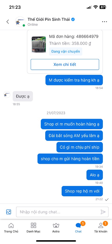 Đài bắt sóng AM yếu nên muốn trả hàng hoàn tiền nhưng shop kh reply
Shop thấy đánh giá này liên hệ lại hộ m Đài bắt sóng AM yếu nên muốn trả hàng hoàn tiền nhưng shop kh reply
Shop thấy đánh giá này liên hệ lại hộ m