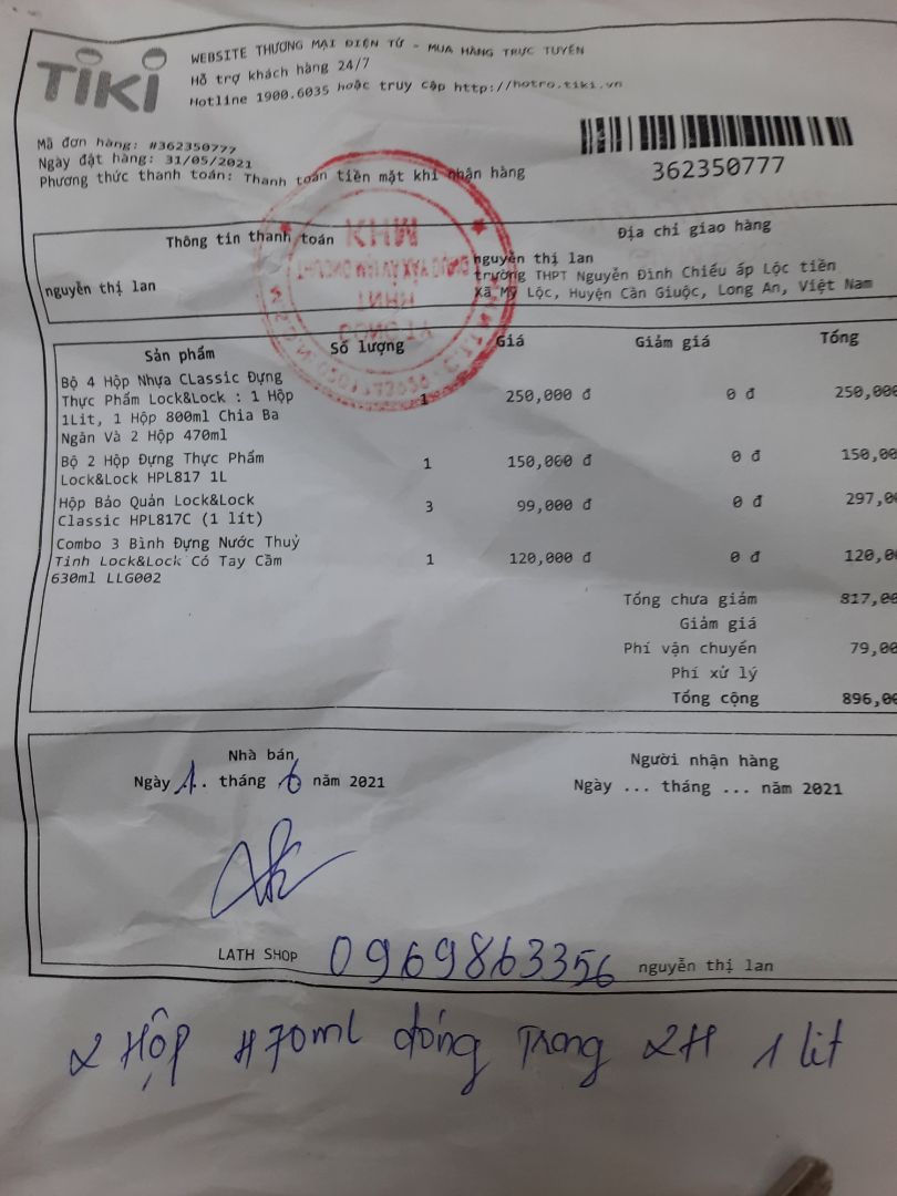 xem lại dùm.mình đơn hàng này nhé. phải 9 cá hộp mới đủ cơ mà giao cho mình chỉ có 7 cái hộp thôi