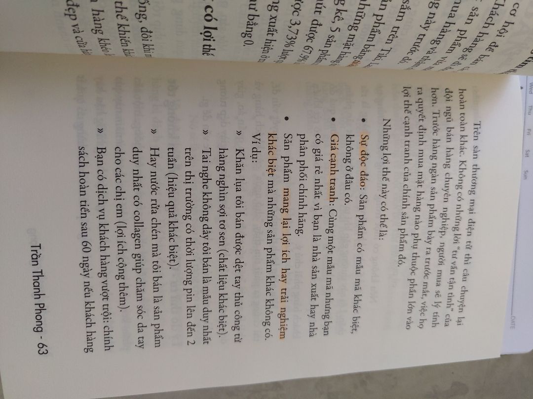 Được giới thiệu từ quyển Kinh doanh online trên *** nên vừa phát hành mình đã mua ngay. Mình cần kiến thước kinh doanh trên các sàn Thương mại điện tử nên đây là quyển sách bao quát về nó. Chỉ mình từng bước cơ bản từ lúc tìm sản phẩm để bán cho đến khi có đơn hàng đầu tiên và muốn tiến xa hơn nữa là xây dựng thương hiệu cho riêng mình. Quyển sách đưa ra lộ trình từng bước từng bước cho những người mới bắt đầu. Sẽ là vô cùng cần thiết cho những ai có muốn kinh doanh online đặc biệt là trên các sàn thương mại điện tử.