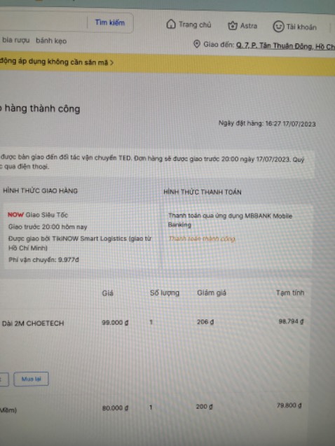Mình mới đặt hàng chiều nay, và nhận ngay trong lúc tối ngày 17/7/2023.

Tuy nhiên, dây nối dài KHÔNG HỖ TRỢ XUẤT MICRO.

Mình muốn PASS lại luôn ạ.

Mình ở Quận 7 - HCM - SĐT ***.