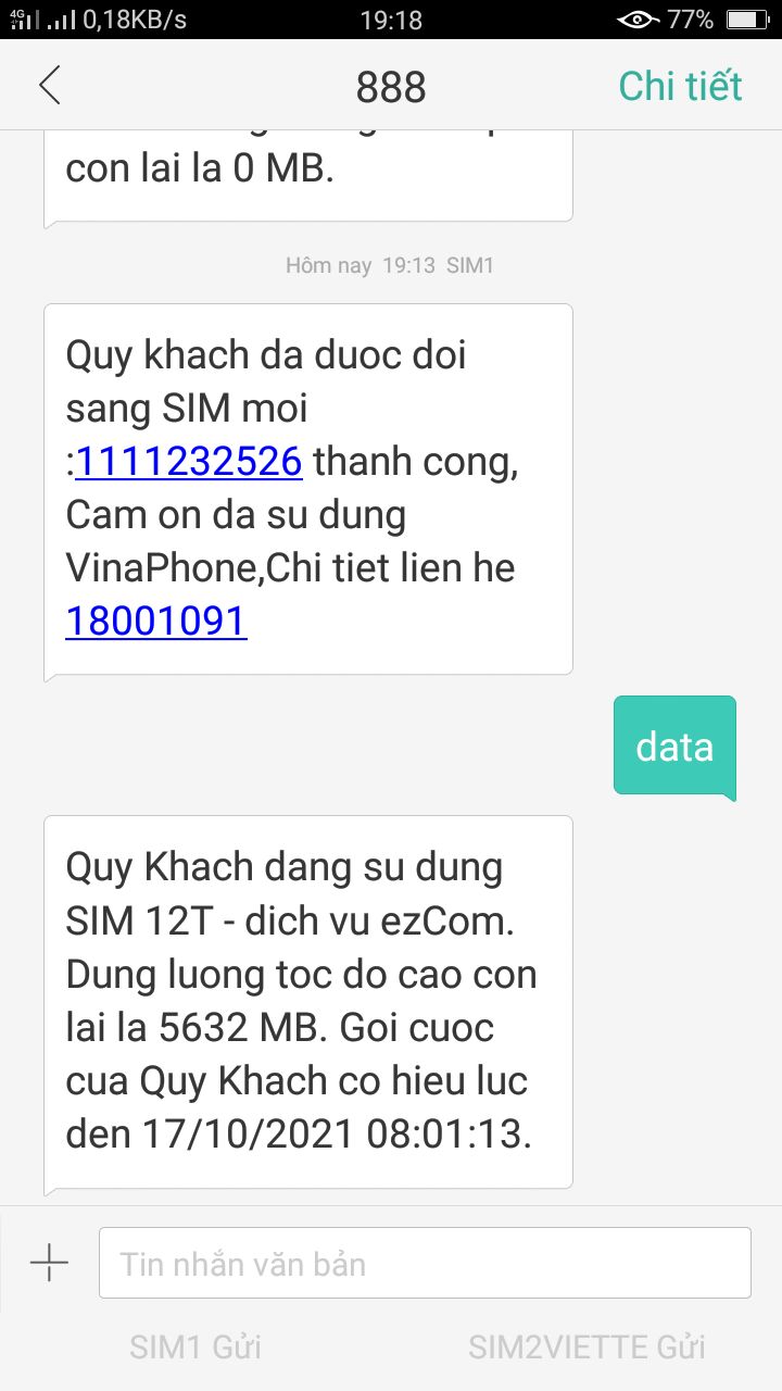 từ đầu vừa mua về lắp vào điện thoại k thấy có sóng và shop k dán số sim mình bắt đầu thấy hoang mang và sợ là bị *** đảo. nhưng sau khi làm theo hướng dẫn thì đã có mạng 4g ổn định, mình kích hoạt vào ngày 24/10/2020 khi mình kiểm tra thì nó bảo hạn đến 27/10/2021 ad giải thích cho mình vs ạ có đủ 360 ngày k vậy. khi mình gọi tổng đài thì họ bảo là đủ 360 ngày. tóm lại sim tốt shop uy tín mà lại rẻ nữa cảm ơn shop rất nhiều mong nhiều khách biết đến shop này!!!!