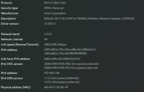 Hàng ngon bổ rẻ nên có để nâng cấp laptop/PC,
anten nhìn hầm hố ra vẻ gaming lắm
Có kèm tản nhiệt để tránh nóng nhưng thật ra card wifi M.2 nó không có nóng nhiều lắm.
Keo dán vào tản nhiệt nó dính hơi cứng, xoay mạnh để tháo cứ sợ gãy card.
Tản dán lại vào card cũ phát ăn luôn, chưa có thời gian tháo máy bàn ra cắm vào *** cái adapter PCIe.
Cắm vào laptop phát nhận luôn trên Windows vì driver luôn mới nhất rồi. Không cần cài thêm app Killer đâu vì nó cùi mía lắm. cứ Driver chuẩn từ Intel mà tán.
Ai dùng Macbook thì chịu khó đợi có ai đó mod firmware vì chưa có firmware cho Killer AX1675 hay Intel AX210.
Ai dùng Linux thì đảm bảo Kernel là 5.11+, cài đặt lại firmware từ Intel rồi cho load lại kernel + firmware lúc boot. Đơn giản nhất là tối thiểu Ubuntu 21.04 mới dùng được ngay mà không cần phải cài thêm làm gì thêm.