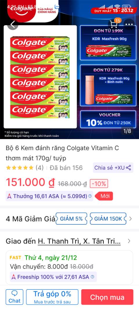 12/12 mua hàng nv lấy báo hết liên tục, đến 16/12 tự hủy đơn tiền hoàn về tk mới biết bị hủy. trong khi đấy ngày nào cũng vào app ki tra sp vẫn đăng bán liên tục. chương trình đúng mang ra để làm trò, mất thời gian mất cả tiền đổi mã gg.cty lớn mà làm trò như ***