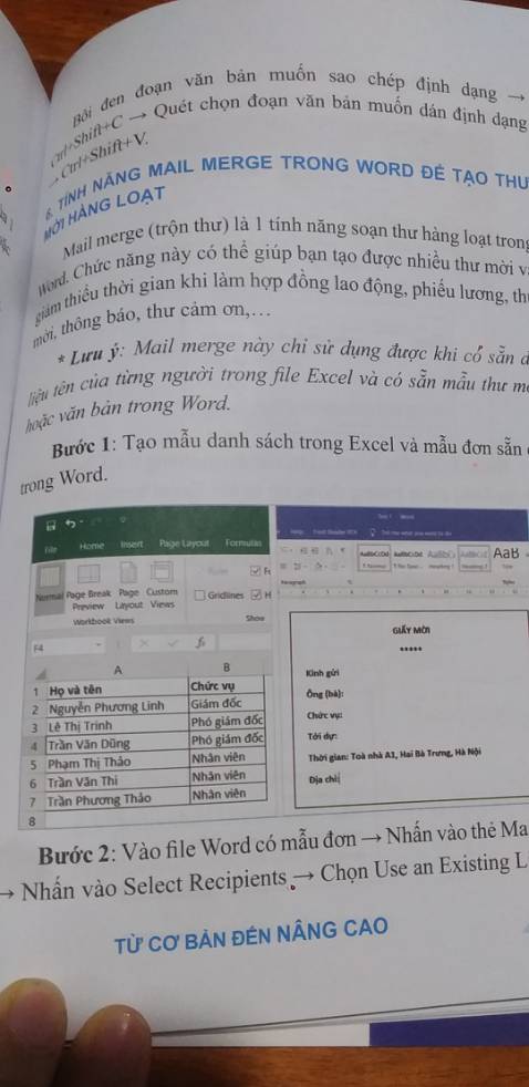 Nội dung sách giống với giao diện của word, dành cho những bạn chưa có máy tính riêng. Xem sách và thực hành với máy.
