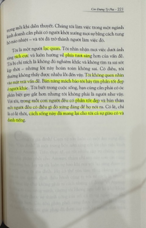 Sách hay, hiểu về kinh doanh đa cấp cũng như giá trị nó mang lại, cũng như con người có trái tim ấm áp để tạo ra cả đế chế Amway, và đóng góp của ông với Nước Mỹ