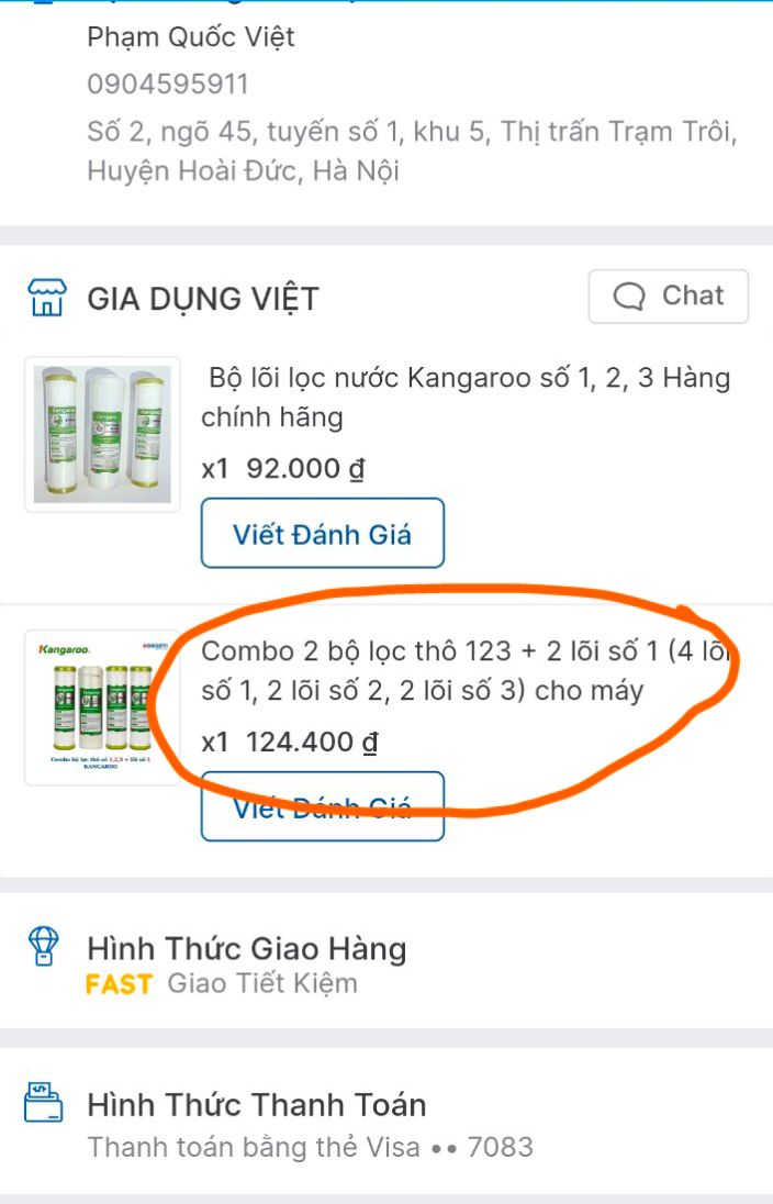 Combo không đủ. Tuy nhiên shop giải thích giá đó thì không có combo vậy. Hiện vào lại combo và giá đã được thay đổi. Đành chấp nhận. Nhưng chắc chắn không ghé lại lần 2.