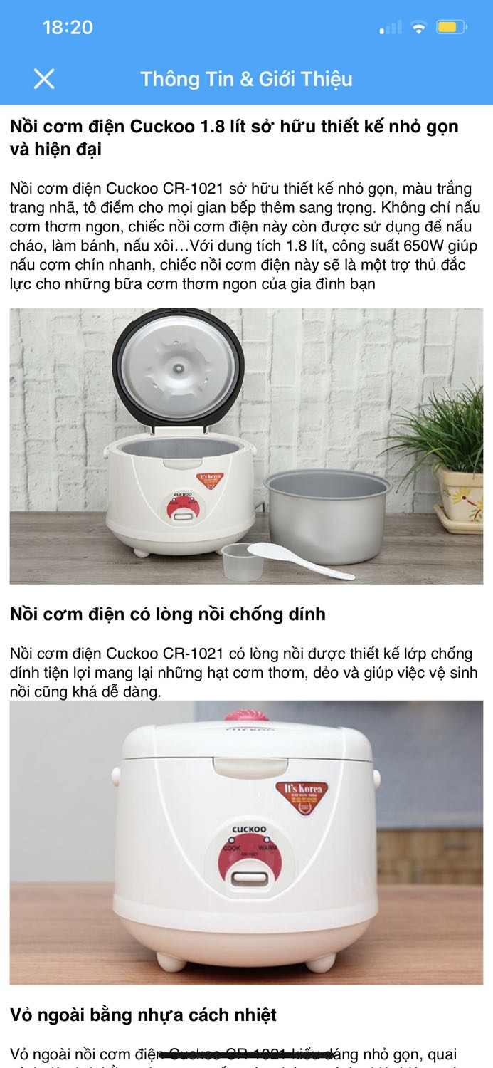 Nồi nhìn hình dáng đẹp nhưng lõi nồi mỏng, nấu cơm có cháy nên hơi thất vọng