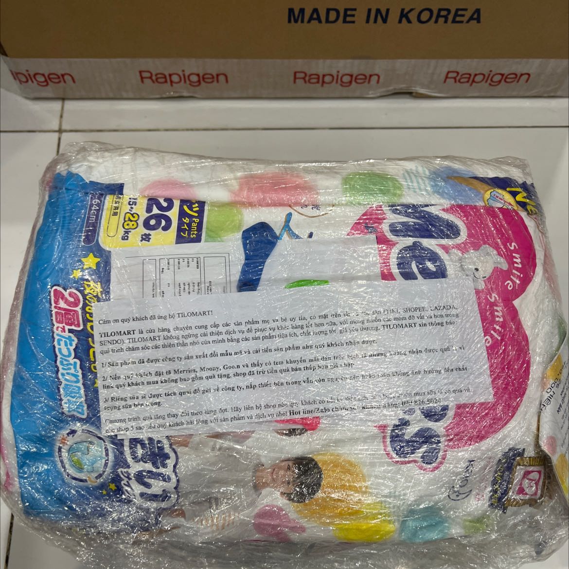 Đặt 2 gói Moony XXL26 bé gái
Giao 1 gói Merries