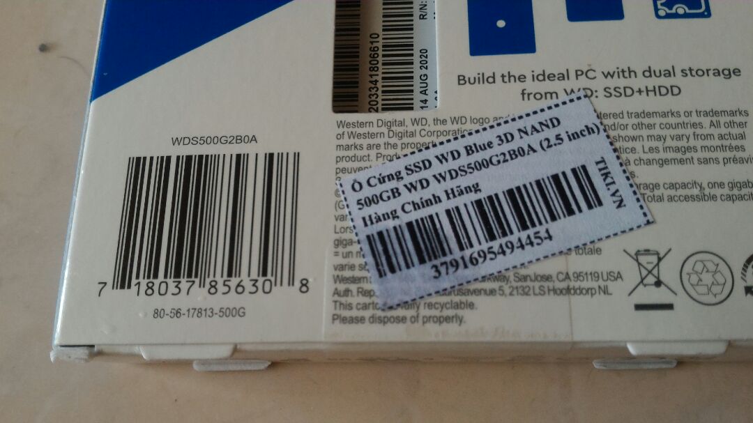 Dĩa cứng SSD WD 480Gb chính hãng của Vĩnh Xuân .Hàng đẹp ,lắp vào chạy Win10 ngon lành!