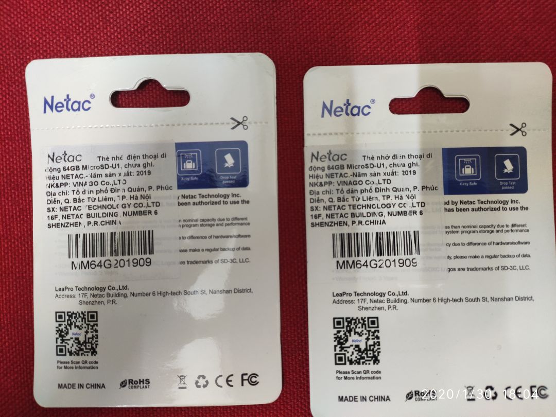Đây là dòng U1 rẻ tiền chứ không phải U3 như quảng cáo. Không có thông tin bảo hành 5 năm như cách phân biệt hàng chính hãng trên web của Nettac(có chữ bảo hành 5 năm bằng tiếng Anh và áo thẻ trên bao bì). Đề nghị Tiki đổi trả đúng thẻ nhớ Netac 64GB loại U3 ,yêu cầu nhà cung cấp giao lại sản phẩm