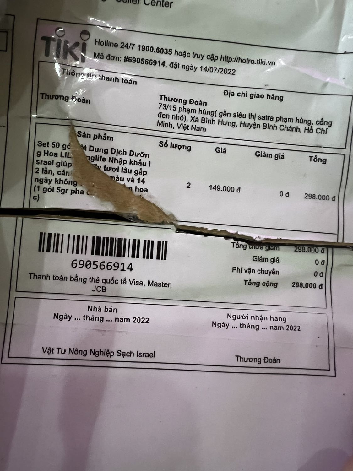 tôi mua set 50 gói giữ hoa tươi lâu, shop gởi kích rế cây làm gì?