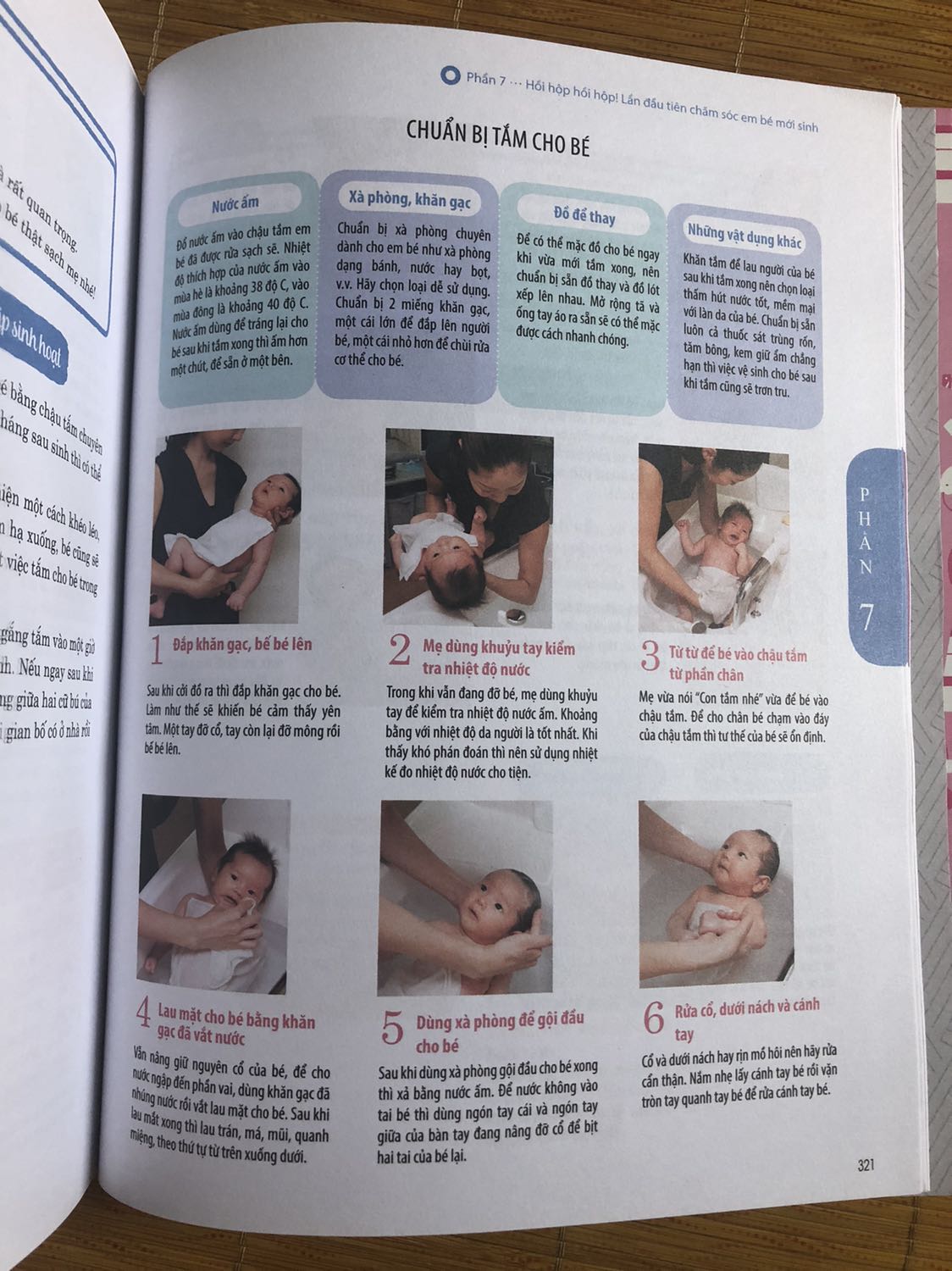 Cuốn sách gồm 8 phần chính, có in màu đánh dấu ở lề phải nên rất tiện lợi khi tìm kiếm thông tin. Nội dung cụ thể, chi tiết và vô cùng bổ ích cho các bạn nữ còn lóng ngóng, lơ ngơ như mình khi chuẩn bị "lần đầu làm mẹ". Sách được minh hoạ bởi những hình ảnh dễ thương, gần gũi, dễ theo dõi. Giao hàng nhanh, giá tiền hợp lý (thấp hơn giá bìa), rẻ so với giá trị sách mang lại. Cuốn sách đáng mua!

*Sách do người Nhật viết nên một số nội dung về trợ cấp sau sinh sẽ chỉ mang tính tham khảo, mẹ bầu nên tự tìm hiểu thêm những chính sách hỗ trợ của người Việt.