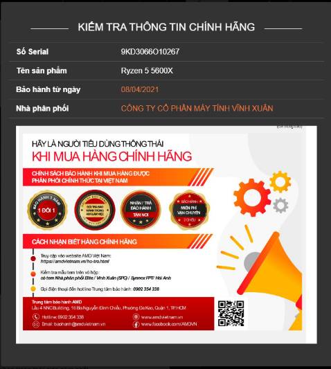 Đóng gói kỹ càng, có chống sốc nhưng chưa lắp đặt nên chưa biết chất lượng ra sao. Không rõ vì sao khi tra cứu bảo hành trên website của AMD Việt Nam thì sản phẩm chỉ còn bảo hành đến tháng 4/2024,