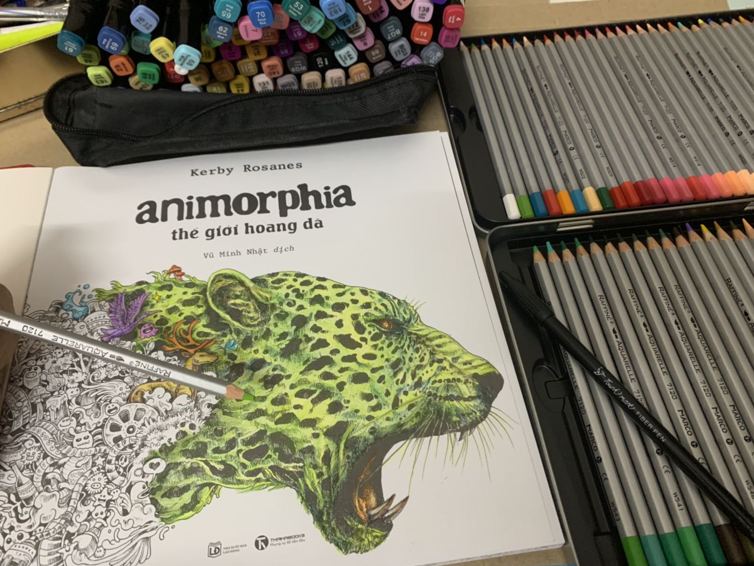 Sách đẹp, Tiki giao mình lúc sớm tinh mơ, lấy màu dạ - màu lông tô bị lem, nên quyết định Order ngay thêm bộ màu chì nước Marco trên Tiki về tô, không nên tô màu dạ - màu lông - marker trên sách này mọi người nha. Lem tè lè sang trang giấy sau!
Làm tốn tiền mua lại bộ Marco ngay và luôn! Dùng màu gì cũng được miễn khô!