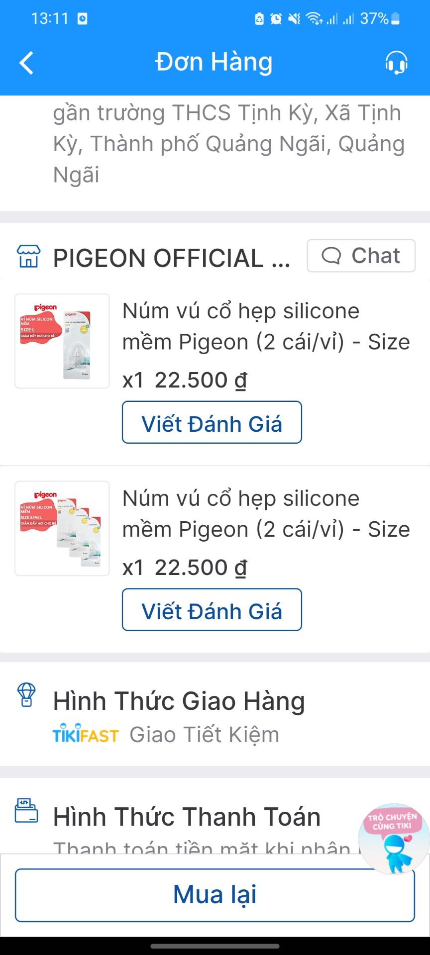 Giao hàng quá lâu, đặt nhầm size, mua size m và L mà thành s và m, mà size s này to hơn núm size s cũ ở nhà, nên vẫn dùng dc, tiki k xem dc chỗ chọn size, tới chữ size cái mất chữ, k check lại đơn dc
