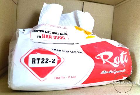giấy ROTO 102 tờ / cuộn 2 lớp, KHĂN GIẤY LAU TAY dai, mịn, không tan trong nước HSD 5 năm kể từ NSX, size 216.mmx200.mm