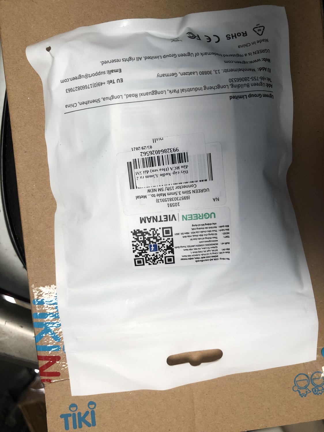 Hàng chất lượng tốt, âm thanh rõ, dài 5m như order - có thương hiệu xuất xứ - đã *** dây ok. Giao hành rất nhanh. Ủng hộ Tiki & shop!