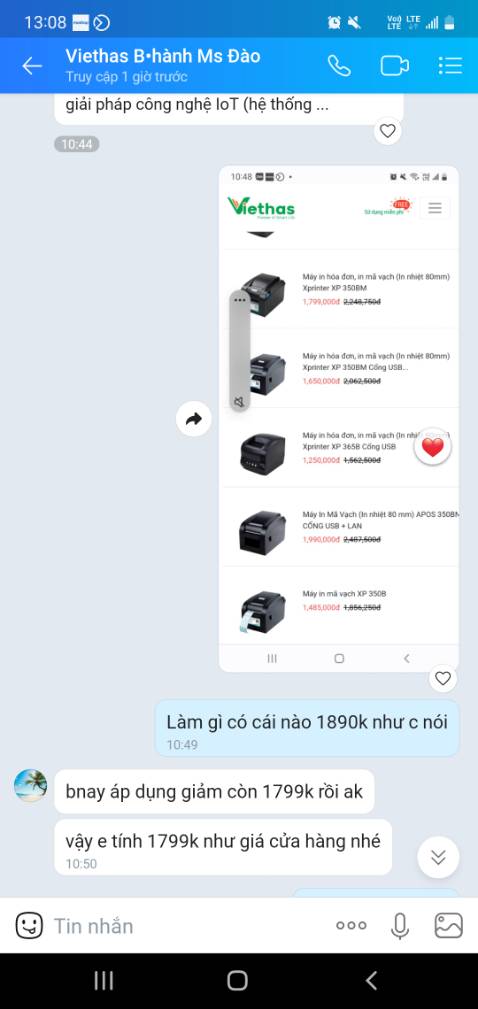 Trải nghiệm cực tệ, như bị *** ĐẢO luôn.
MẤT TIỀN MÀ BỰC VÔ CÙNG
1. Mình đặt máy in 350bm, nhưng nhầm sang 350b, đã liên lạc với shop đồng ý đổi, mình tự chi trả cước vận chuyển và phần chênh. 
2. Mình đã hỏi shop chênh bao nhiêu, shop trả lời khoảng hơn 1,6tr gì đấy, chị cứ kiểm tra giá trên tiki giá máy 350bm, rồi trừ đi giá máy 350b là ra phần chênh. Ok mình check giá là 1620k, trừ phần đã thanh toán đơn cũ 1278k. Chênh 342k. Ok
3. Mình chuyển máy đến địa chỉ shop để đổi, sau khi nhận hàng 2 hôm mà k thấy shop phản hồi, mình liên hệ lại hỏi tình tình, thì mới báo đọc *** để kiểm tra. Sau đó có 1 bạn báo là bên vận hànmhf gì đó liên hệ hỗ trợ đổi máy, yêu cầu trả phần chênh là 423k thay vì 342k. Bạn đó nói là do chỉ nhânh đc từ tiki phần tiền  1197k chứ k phải giá sp mình đã thanh toán. Ủa??
- Vậy tại sao báo tôi lên tiki check giá để trừ phần chênh, rồi lại thêm khoản này
- Việc shop bán hàng trên tiki, trả phí cho tiki là việc của 2 bên bạn, chứ đâu liên quan gì đến khách hàng mà bắt khách hàng trả thêm phí đó cho bên bạn.
Hơn nữa thái độ nv khiến ng khác vô cùng khó chịu
Mấy chục ngàn k là gì nhưng để lại trải nghiệm vô cùng tệ với người mua