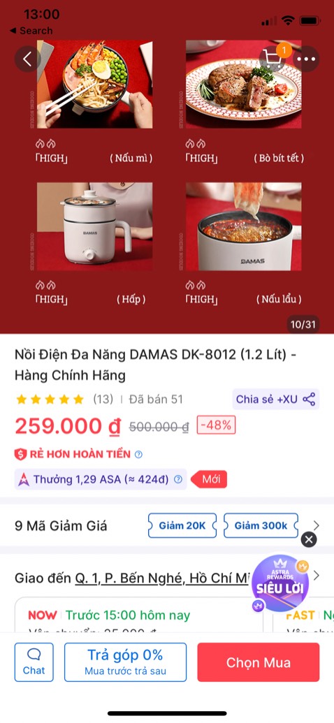 Sản phẩm ổn, mẫu mã đẹp. Tuy nhiên Giao hàng không đúng như mô tả. Mô tả có hấp nhưng giao hàng không có phần khay hấp.