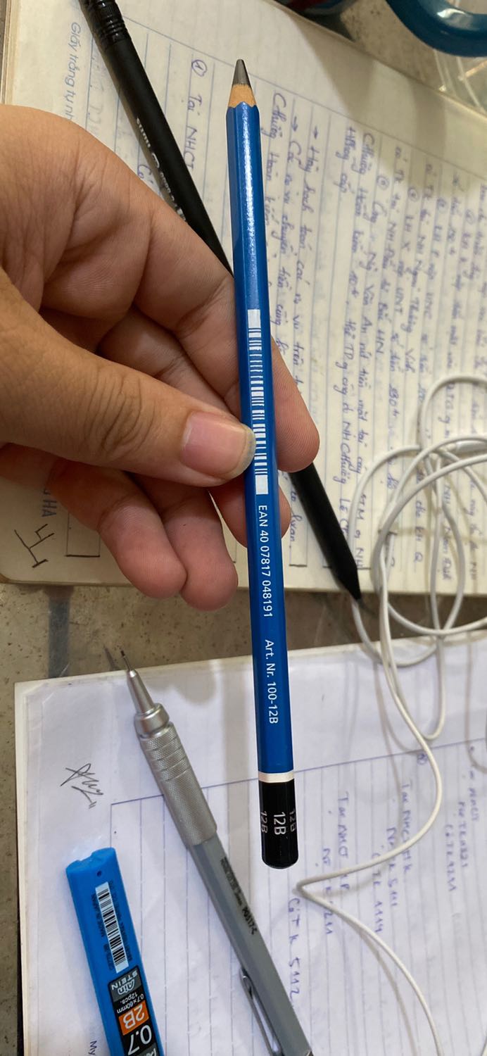 Chuẩn chì 12B. Ngòi mềm và mịn. Tô bao phê