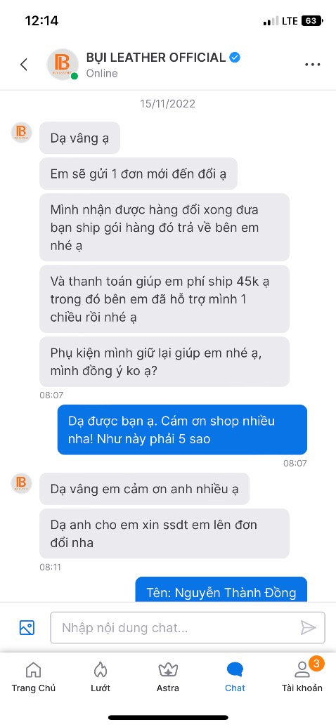 Tôi sẽ ủng hộ shop này nhiều nữa vì chất lượng thì khỏi bàn, đặc biệt là thái độ và cách thức phục vụ của shop cực kì chuyên nghiệp. Mình mua đôi giày size 42 khá to so với chân của mình nên đã đề nghị shop đổi xuống size 41. Ngay 1-2 ngày sau đã thấy đổi được đôi mới. Đã thế shop còn hỗ trợ phí ship 1 chiều cho mình. Thực sự thích shop này!