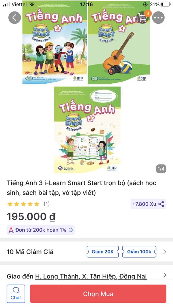 Shop giao hàng nhanh, sách in đẹp, rõ ràng, mã code sau sách sử dụng được.