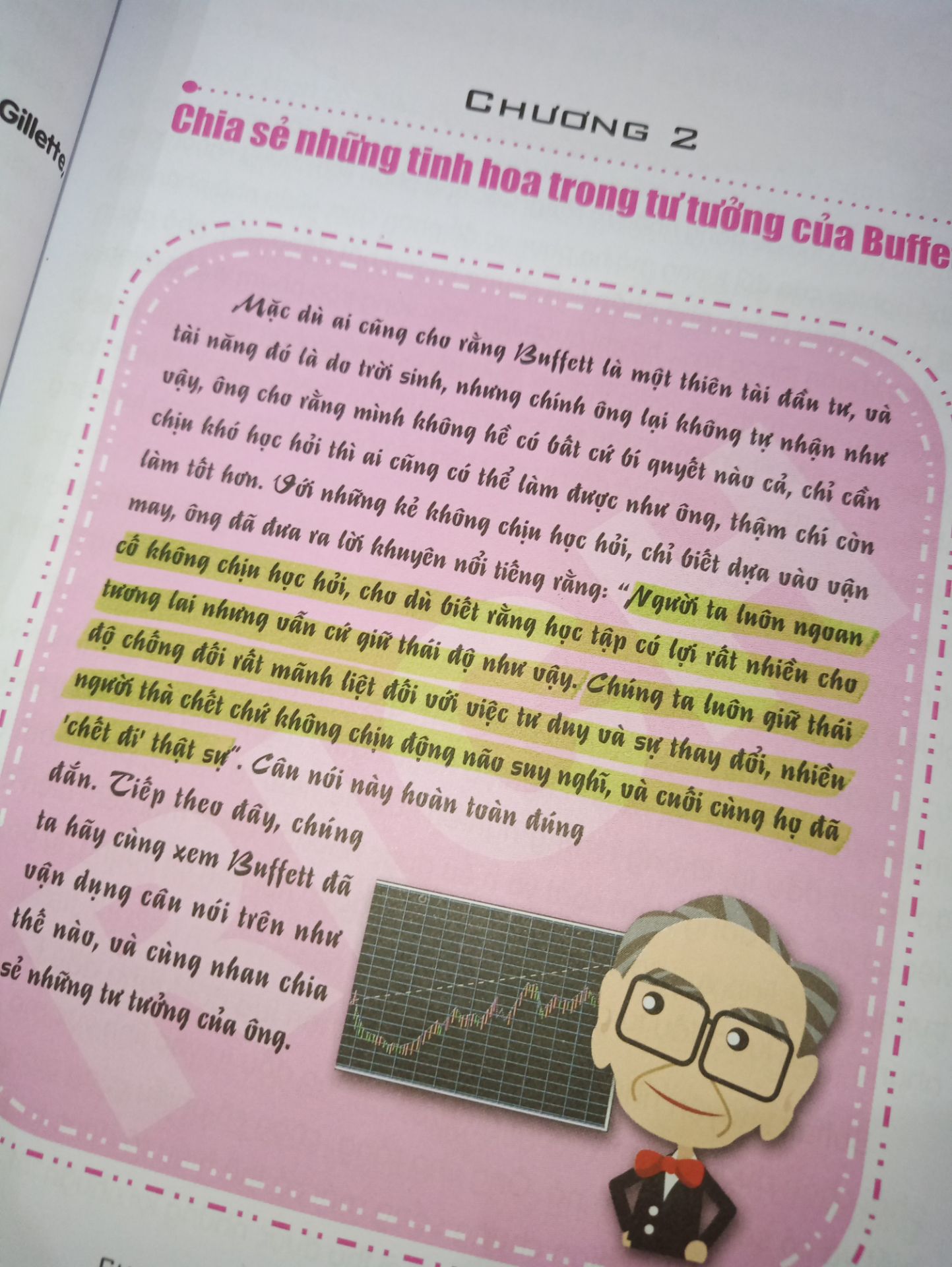Sách hay lắm! Trình bày ngắn gọn xúc tích và cực kì dễ hiểu. Ở chương cách đọc báo cáo tài chính k chưa được sâu và và dịch có chỗ bị lỗi sai số liệu nhưng mà k sao. Mình mua về có ý định tìm hiểu cách đọc bctc của ông Buffet nhưng nó ngắn gọn quá hơi thất vọng chương đó thôi. Còn lại thì rất tuyệt vời❤️ Những bạn mới toanh hãy đọc quyển này❤️ Ngoài ra chương cuối cho biết các thương vụ đầu tư của ông trong đó giúp mình biết được lịch sử hình thành nên thương hiệu coca-kola😉