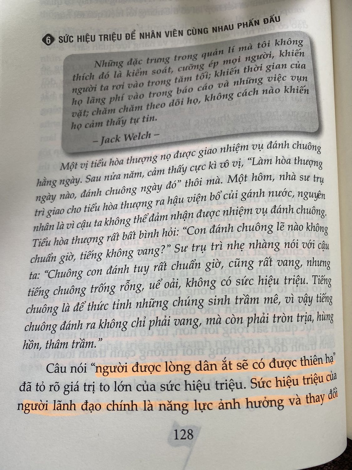 Quyển sách rất hay dành cho những ai đang và sẽ làm người đứng đầu của tổ chức. Sách có lối hành văn và cách phân tích giống quyển Từ tốt đến vĩ đại - Jim Collin, tứ thư lãnh đạo - Hoà Nhân, Nghệ thuật xây dựng và lãnh đạo tập đoàn - Jack Ma