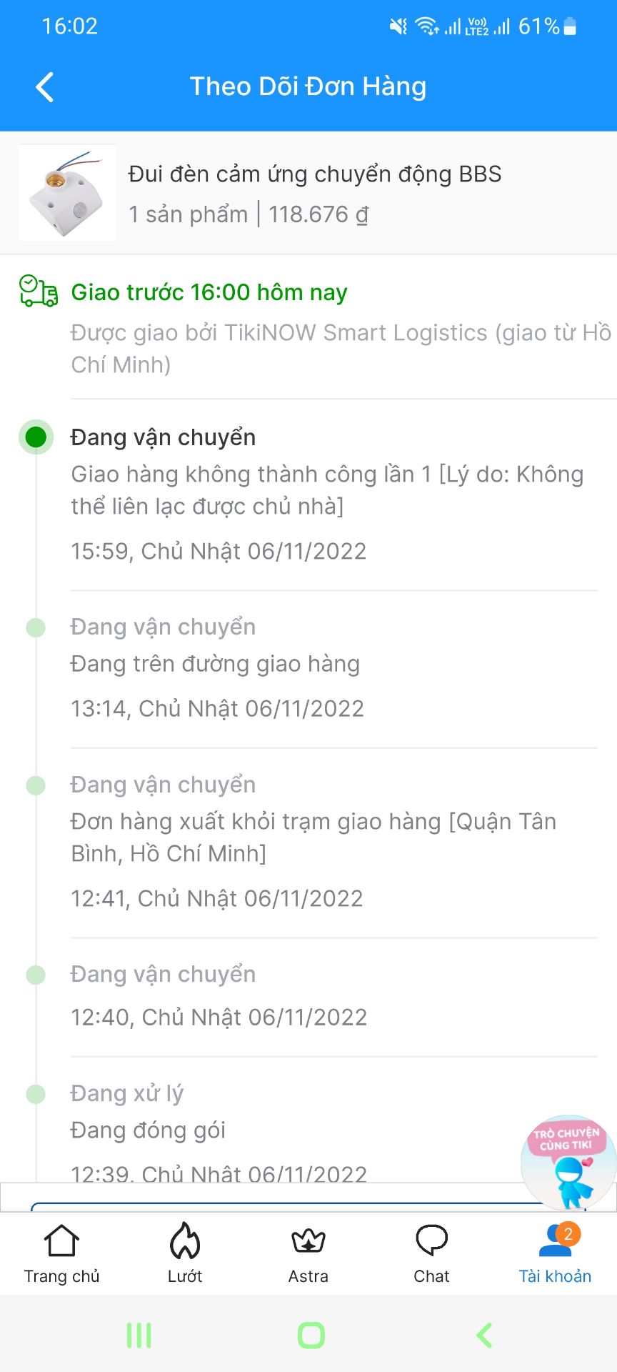 Đã thanh toán nhưng không nhận được hàng . Báo đã giao hàng thành công và tự ký tên .