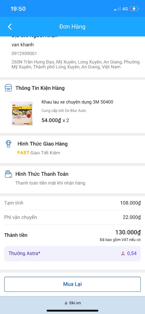 đặt 2 cái khăn, mà shop giao có 1 cái. tính tiền thì tính 2 cái. 
shop tào lao, tiki cũng cùng 1 bè