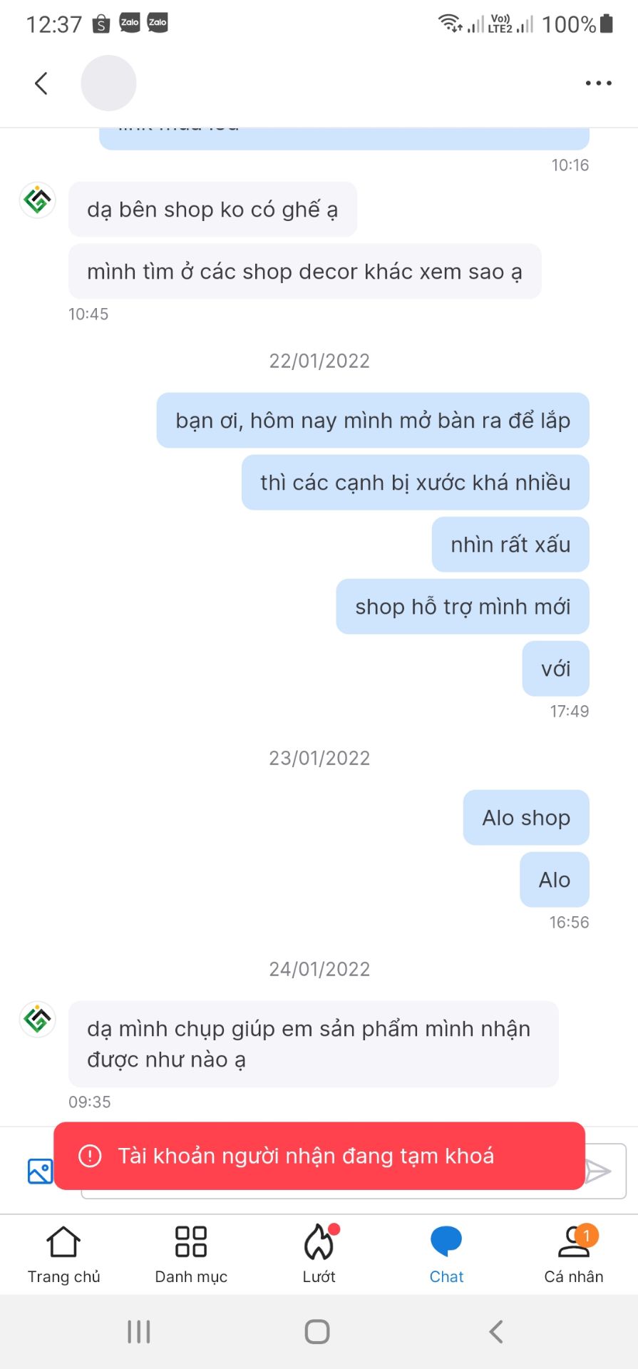 dịch vụ hỗ trợ quá tệ. Shop gửi bàn bị xước tùm lum. Nhắn tin shop thì mấy ngày trả thấy trả lời. nhắn mãi rồi shop mới nhả được 1 tin. Xong shop khóa luôn,hoặc shop chặn khách. cảm giác bị ***. Đợi mãi chả thấy đâu chán chấp nhận xước xát xấu bỏ ra lắp, thì thấy số đt hỗ trợ của shop, gọi điện  shop bảo gửi ảnh qua ***, gửi xong cũng mất hút. Ít ra cũng nên xin lỗi khách 1 câu. Nói chung rất không hài lòng.