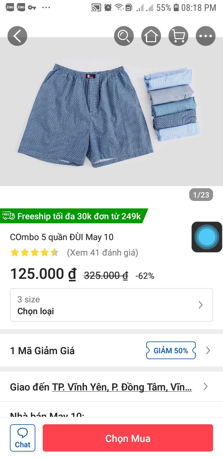 Sản phẩm đẹp, chất vải mềm, đúng như mô tả.
Tuy nhiên tôi không đồng ý ở chỗ mác giá sản phẩm là 25k/1 quần, và tôi cũng đã xem trên trang web của công ty may  10 cũng với giá cũng là 125k/5 quần, vậy giảm giá 62% đưa ra là ở đâu? 
tôi nghĩ, Tiki nên xem xét lại giá của các mặt  hàng, nhiều nhà bán đã nâng khống giá lên, sau đó lại giảm để *** người mua rằng mình đã mua rẻ.