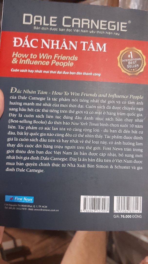 Giao hàng khá nhanh, sách ok rất đẹp, về nội dung thì khỏi phải bàn cãi nữa vì nó đã quá là nổi tiếng và kinh điển rồi. Mọi người nên mua để phát triển bản thân nhé.