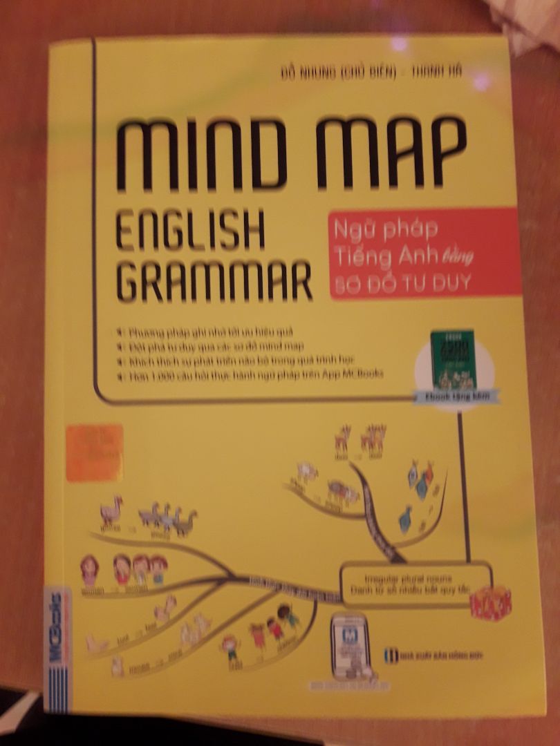 1 cuốn sách không hề đáng tiền :) phí 121k. Thấy nhiều người bảo hay nên mua thử. Thất vọng thật sự.

Đóng gói thì sơ sài, lúc nhận hàng thì gáy sách bị hỏng nhẹ, không đáng kể nhưng khá là khó chịu.

Bên trong sách còn có lỗi ngữ pháp, sách viết chả có gì đặc biệt, nội dung sơ sài, từ mới thì không có phiên âm.
Ebook tặng kèm còn không truy cập được, app cũng không vào được. Trong khi đường truyền internet rất tốt :)

Gửi thư hỗ trợ thì mãi không rep, lần đầu mua ở đây và sẽ không bao giờ mua nữa, rất thất vọng.

Trên google có rất nhiều web hỗ trợ làm mindmap, mọi người nên học ngữ pháp từ những quyển như: English Grammar in use, giải thích ngữ pháp  rồi rự làm mindmap sẽ hiệu quả hơn nhé.