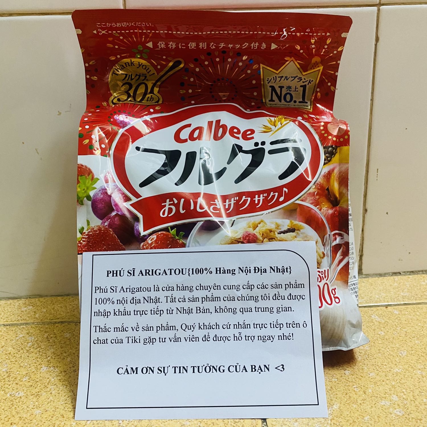 Shop nhiệt tình chu đáo, giao hàng lại kèm thêm thư cám ơn khách, ngũ cốc rất ngon, chuẩn hàng Nhật. Sẽ ủng hộ lần sau tiếp ?????❤️❤️❤️❤️❤️❤️