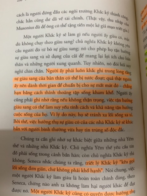 / Mình biết về chủ đề khắc kỷ cũng lâu r nhưng bây giờ mới có dịp đọc và tìm hiểu sâu hơn. Sau khi đọc thì mình thấy có 1 số điểm hơi giống của Phật giáo 1 số khác thì ko. Vì tác giả là ng áp dụng chủ nghĩa khắc kỷ vào cuộc sống, nên tác giả cũng diễn đạt khá chi tiết và rõ ràng từ quá trình hình thành cho tới cách áp dụng hiện nay 1 cách rõ. Đây cũng là 1 đề tài tham khảo cho những ai yêu thích triết học. 1 cuốn sách cũng hay và ý nghĩa. Săn sale 7.7 của tiki hài lòng vô cùng.