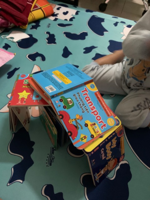 Sách học hay mà con còn mang đi xếp nhà. Cả học cả chơi không biết chán là gì