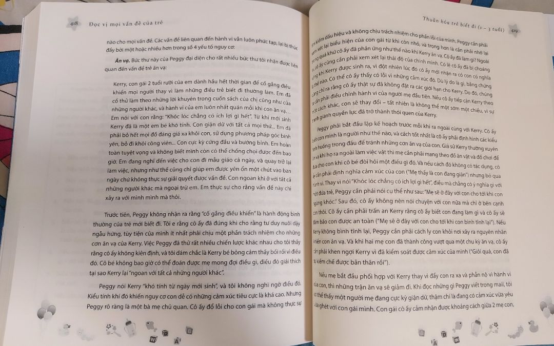 Vì sách khá dày nên phải đọc từ từ để chiêm nghiệm dần, mình vẫn chưa đọc xong nhưng cảm thấy cách viết của tác giả gần gũi và thuyết phục. Mỗi vấn đề nêu ra sẽ được tác giả cùng bàn luận và đưa ra gợi ý hữu hiệu. Dù sách dày nhưng đọc không ngán đâu nha vì đem lại thông tin bổ ích!