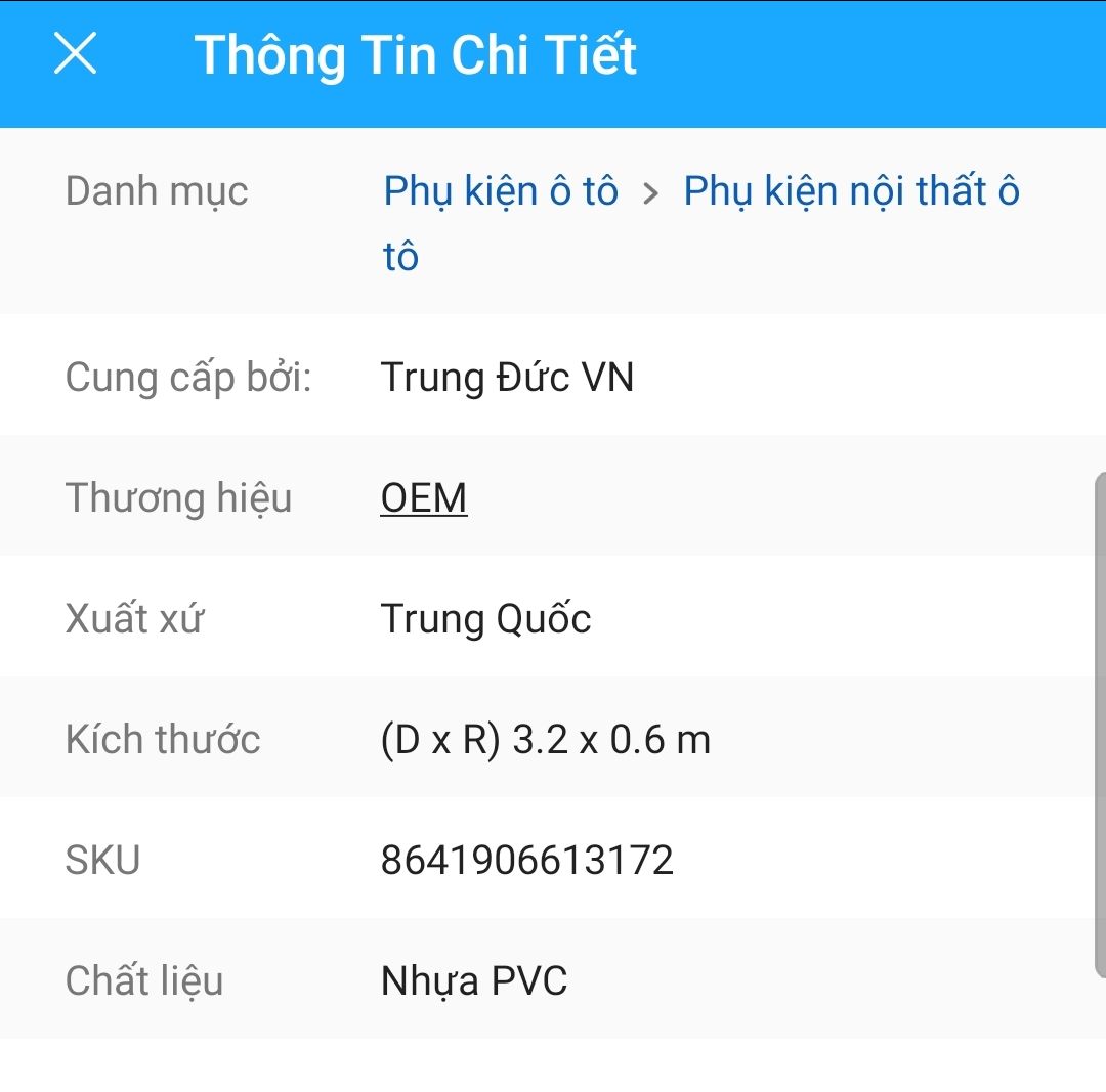 Tiki giao hàng đúng hẹn. Chất lượng sản phẩm ổn. Khối lượng sản phẩm không đúng, cụ thể: đặt 3,2m x 0,6m, giao hàng 3,0m x 0,6m (xem hình, chiều dài bằng 6 viên gạch nền, mỗi viên 0,5m), thiếu 0,2m x 0,6m.