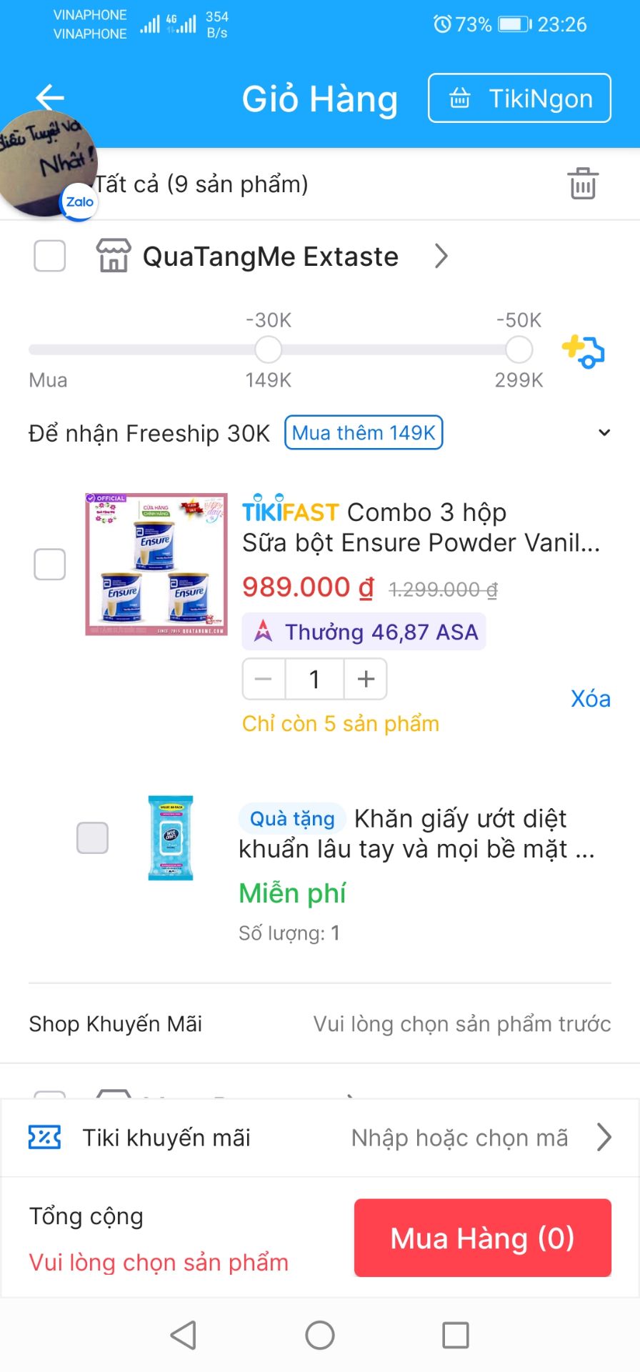 ủa, sao 1 đơn mua có tặng khăn ướt, mà sữa thì giao còn đơn khăn ướt mất tiêu ko thấy giao, cũng ko thấy trên hệ thống luôn, này do đâu đây giống điêu quá ủa, sao 1 đơn mua có tặng khăn ướt, mà sữa thì giao còn đơn khăn ướt mất tiêu ko thấy giao, cũng ko thấy trên hệ thống luôn, này do đâu đây giống điêu quá