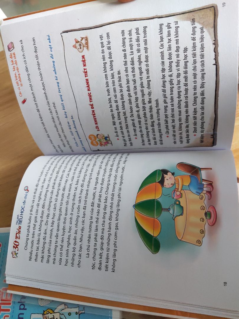 Sách bìa và chất lượng giấy đẹp, nội dung tốt và ý nghĩa, có bài nhiều chữ nên phụ huynh chọn lúc tâm trạng tốt để đọc ? nếu bé tự đọc được thì quá tốt, con mình lớp 1 nên mình đọc cho bé nghe, rất hữu ích các bạn ạ, nên mua.