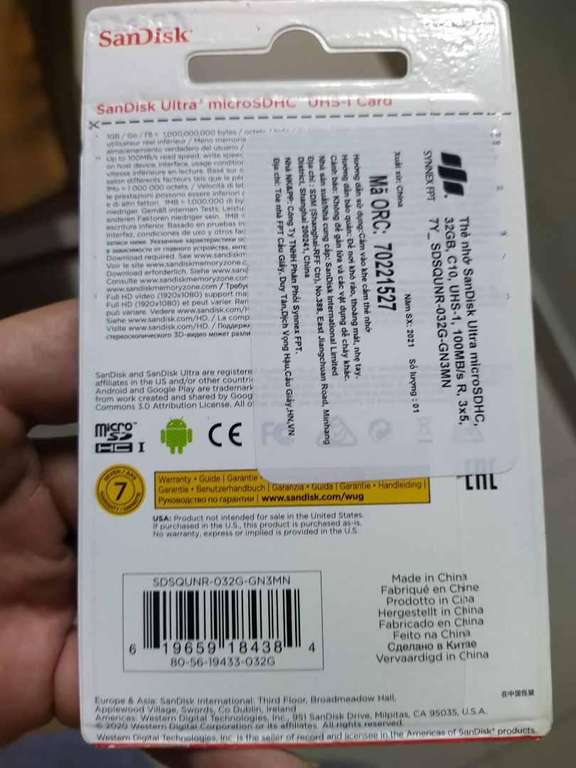 Giao hàng nhanh. Nhân viên giao hàng nhiệt tình. Mình dùng lắp bù bộ nhớ vào điện thoại Android cũ. Máy chạy vù vù và khá mượt