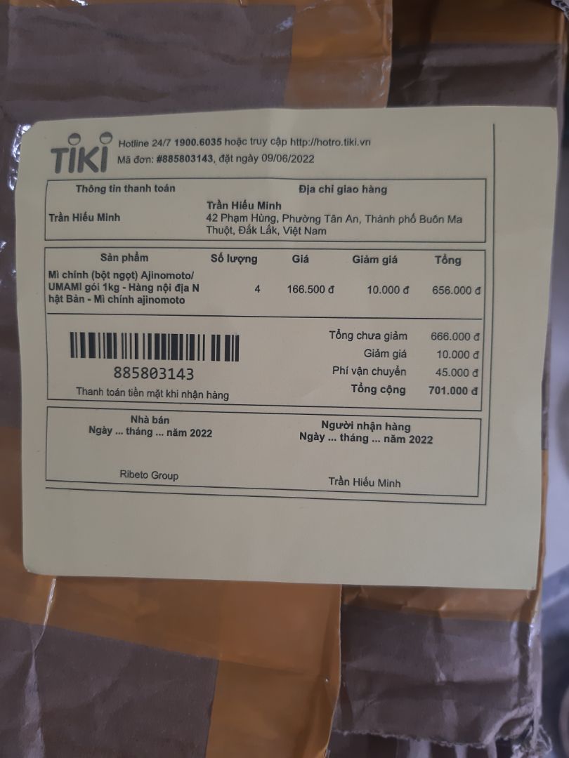 Mình đã nhận đủ hàng. Đóng gói hơi xộc xệch 1 xiu.