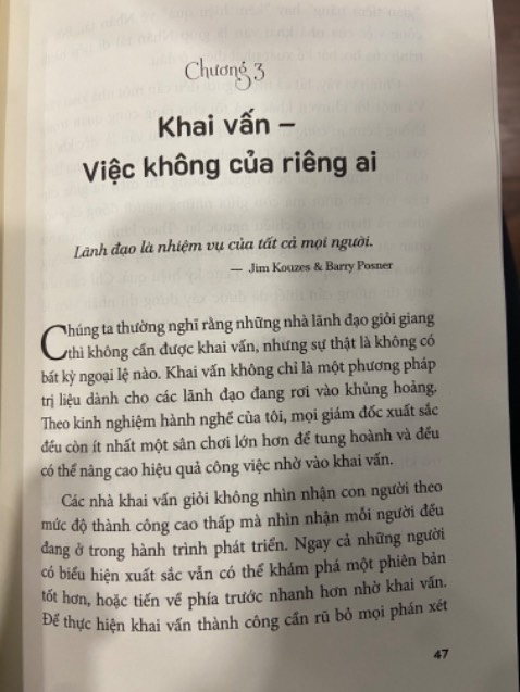 Không thích tên tiếng Việt của sách lắm nhưng đúng là 1 cuốn sách đáng đọc cho nhà quản lý muốn đào tạo đội ngũ kế cận và xây dựng văn hóa khai vấn cho tổ chức