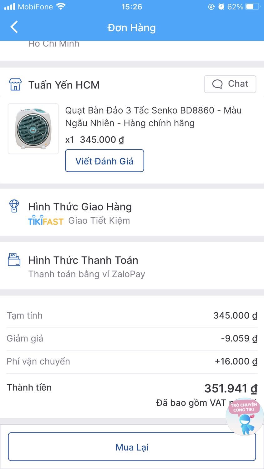 Đặt quạt Bd8860, nhưng lại giao Bd1010. Trong khi quạt 8860 có giá thành cao hơn 1010. Điều này mình thấy không hài lòng
Về chất lượng 1010 vẫn chạy bình thường.
Shop kiểm tra lại dùm nhé