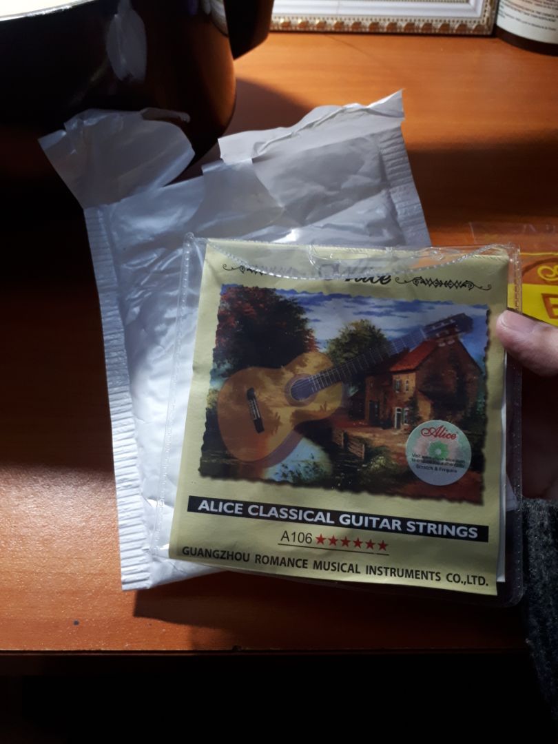 hàng ship đúng ngày đóng gói cẩn thận lót bóng nylon chắc chắn, gói đủ 6 dây đựng trong túi nhựa dẻo. Đặt mua của nhà cung cấp thăng long music và thấy rất hài lòng