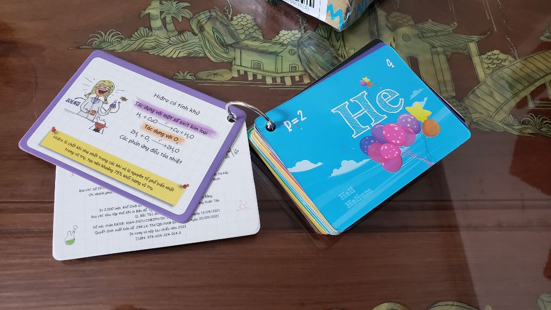 nếu mng đang muốn học các nguyên tố theo 1 cách mới không nhàm chán thì cũng có thể mua cái này về, màu sắc họa tiết khá là đẹp và fc cũng giúp ta biết thêm mốt số thông tin về các nguyên tố và cả hợp chất nữa