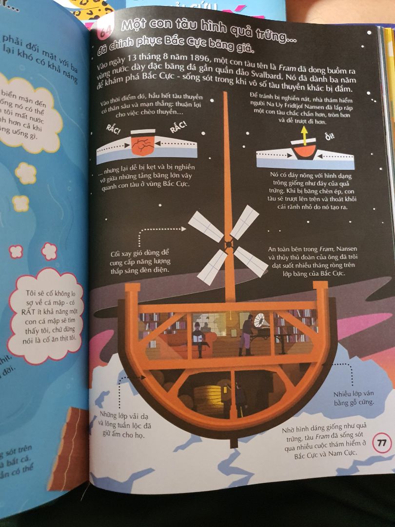 - Nội dung: giới thiệu tổng quan, và chi tiết về thế giới đại dương, các sinh vật biển độc lạ, những điều kì lạ về đại dương. 
- Sách được gia công bìa cứng, tạo cảm giác cầm chắc tay, trang sách in màu, chưa được giấy bóng. 
- Giá: hơi cao so với các cuốn như lịch sử, khoa học, vũ trụ....